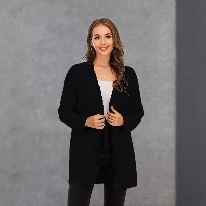 Ladies chunky knit cardigan with open sleeves Lune London
