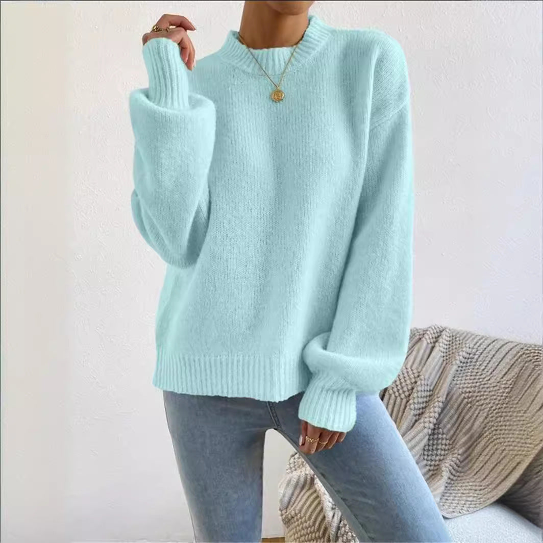 Loose knit sweater for women with high collar and textured design Lune London