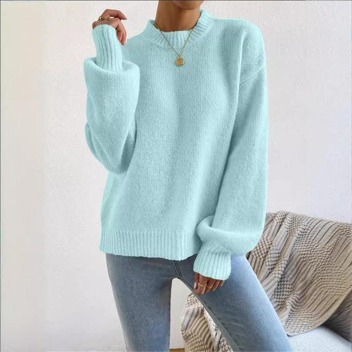 Loose knit sweater for women with high collar and textured design Lune London