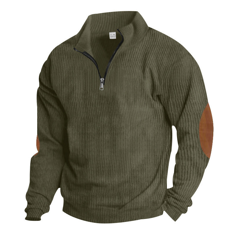 Men's sweater with high collar and leather applications Lune London