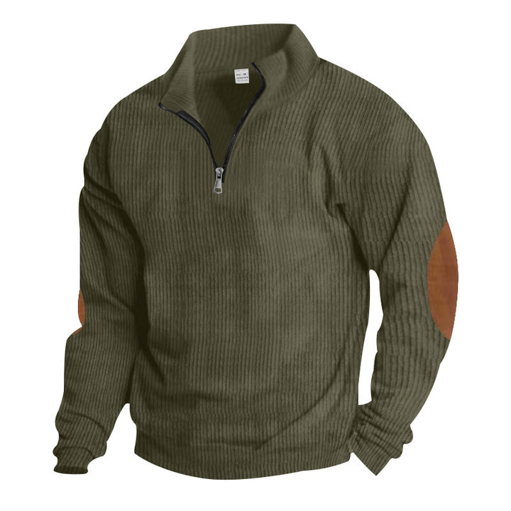 Men's sweater with high collar and leather applications Lune London