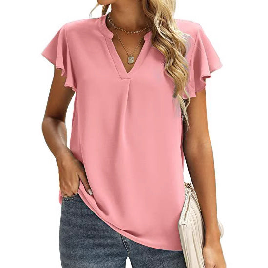 Ladies' blouse with gathered details and V-neck Chic und Stil
