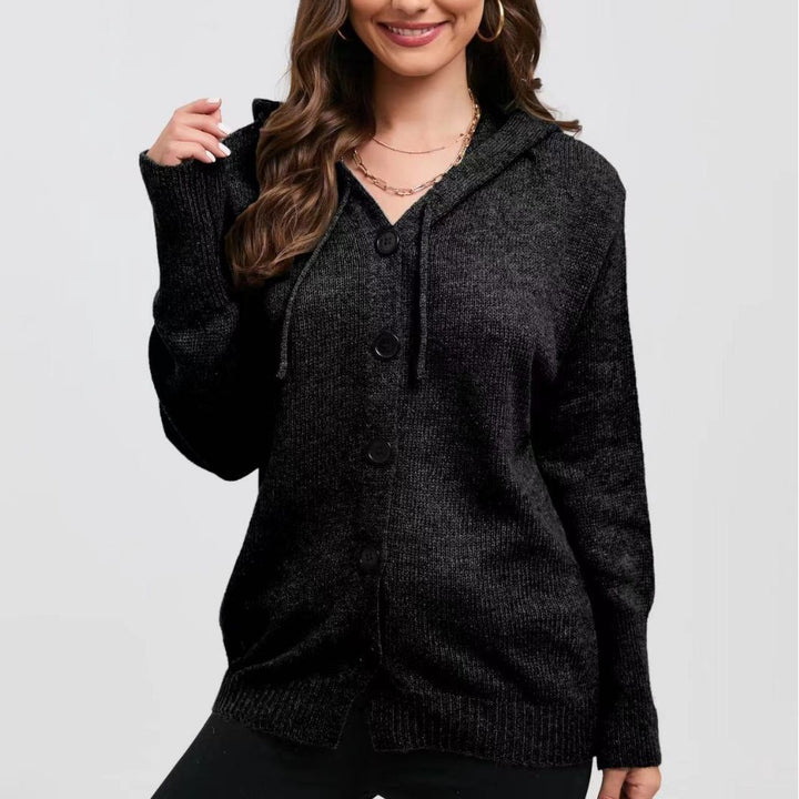 Cardigan pour femmes en tricot confortable avec capuche et détails de bouton pratiques Chic & Stil