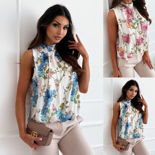Ladies floral print ruffled top Lune London