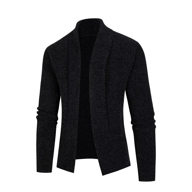 Men's knitted jacket with a modern shawl collar and a fine textured pattern Lune London