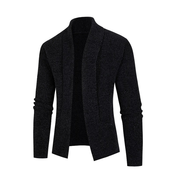 Men's knitted jacket with a modern shawl collar and a fine textured pattern Lune London
