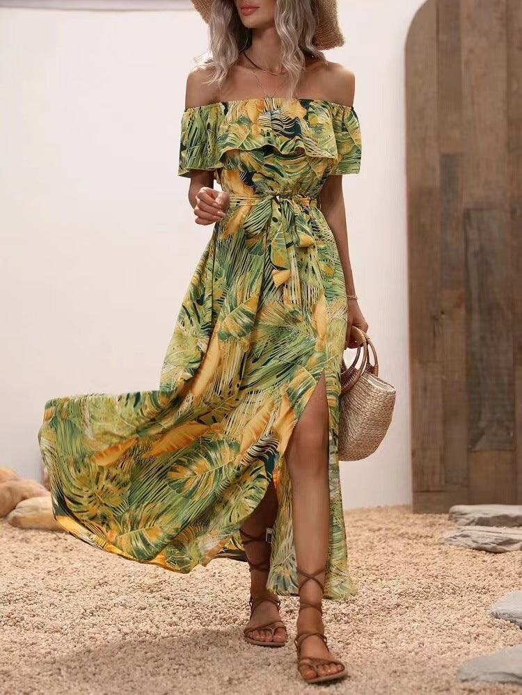 Maxie Off-Shoulder Dress for Women with Side Slit Lune London