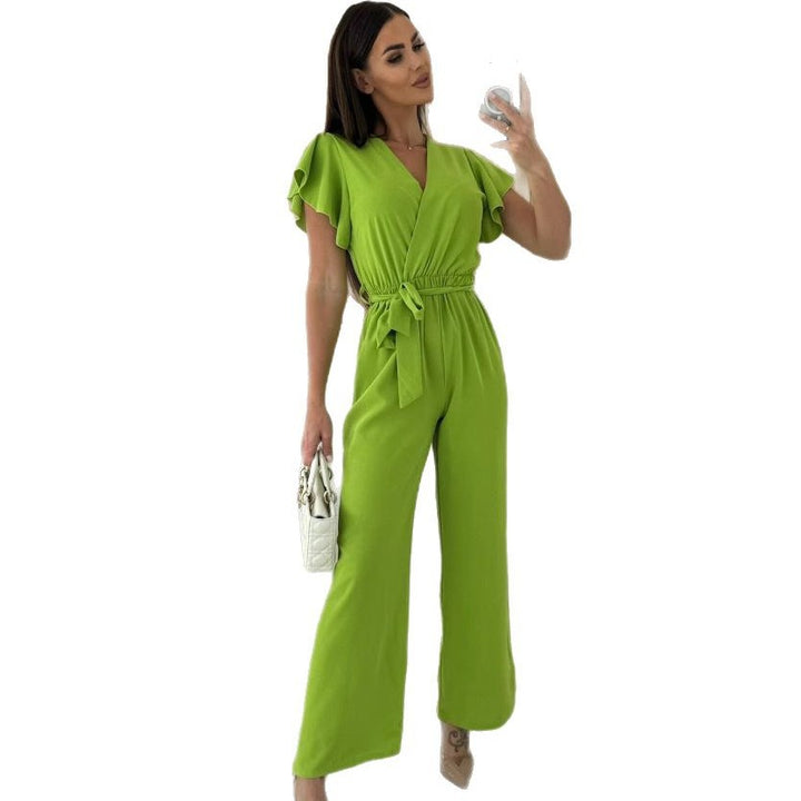 Ladies Wide Leg Ruffle Jumpsuit Lune London