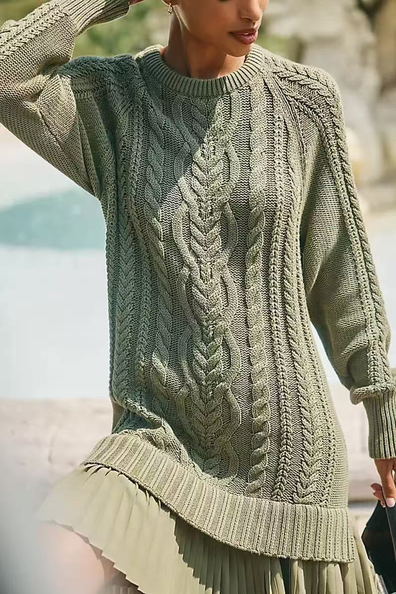 Knit dress for women with pleated skirt and Lune London details