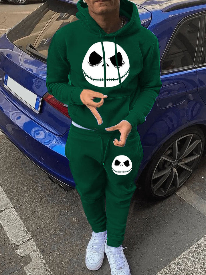 Women's sporty hoodie and jogger pants set with Jack Skellington pattern Lune London