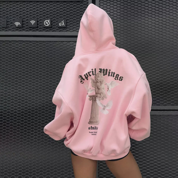 Women oversized hoodie with chic and stylish artistic print