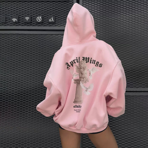 Women oversized hoodie with chic and stylish artistic print