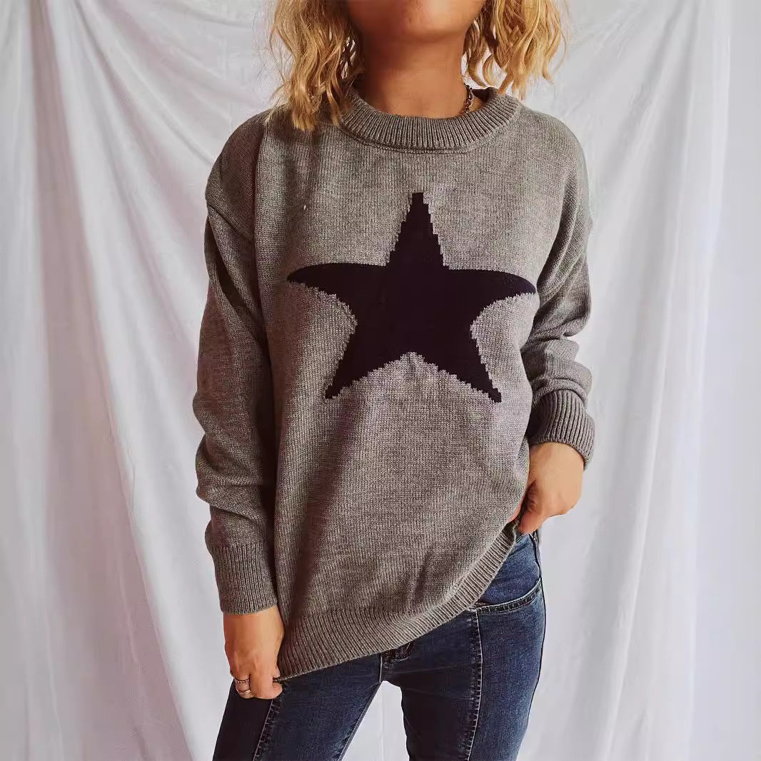 Casual women's sweater with a catchy star pattern Lune London