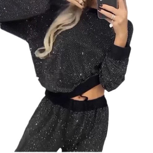 Ensemble de sport brillant pour femmes avec coupe décontractée et taille élastique Chic & Stil