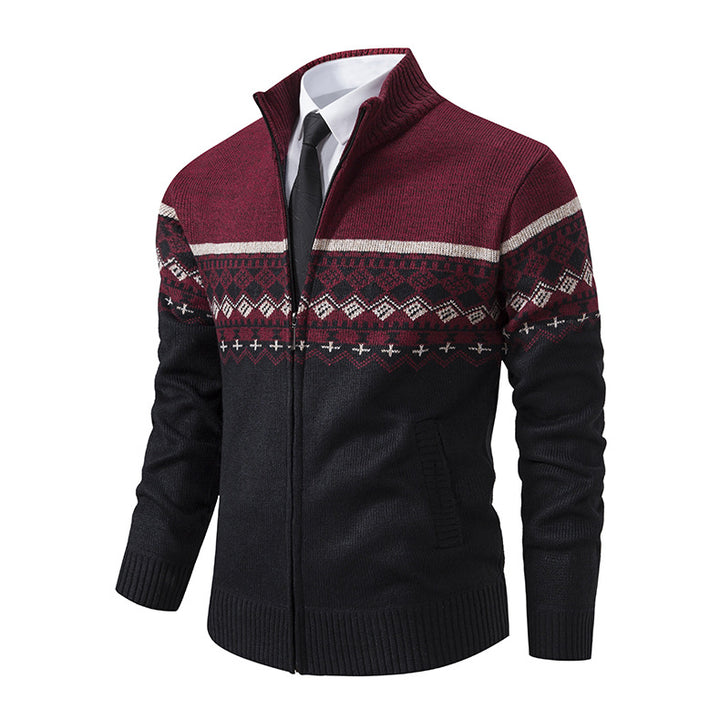 Knit jacket for men with modern pattern and high collar Lune London