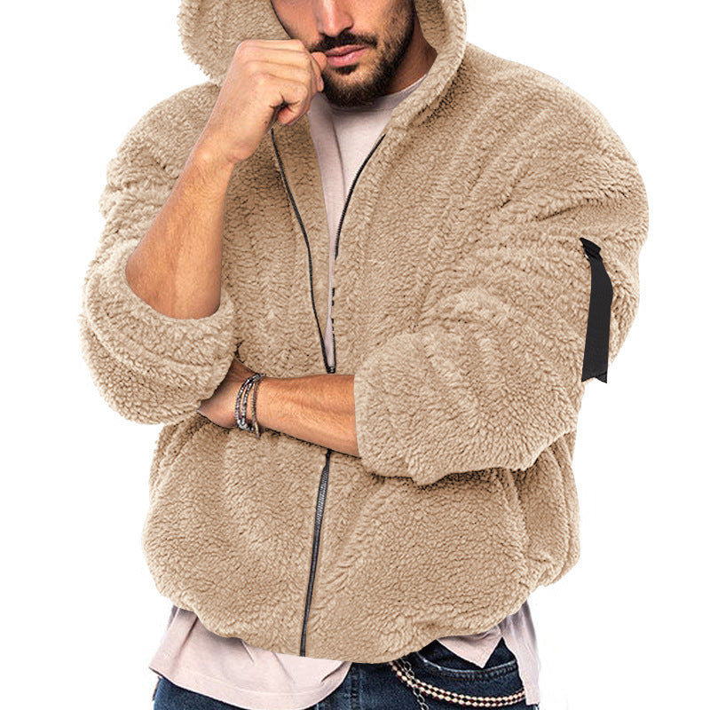Men's Comfortable Fleece Jacket with Hood and Zipper Lune London