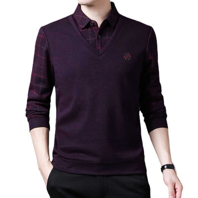 Elegant V-neck sweater for men with textured top Lune London