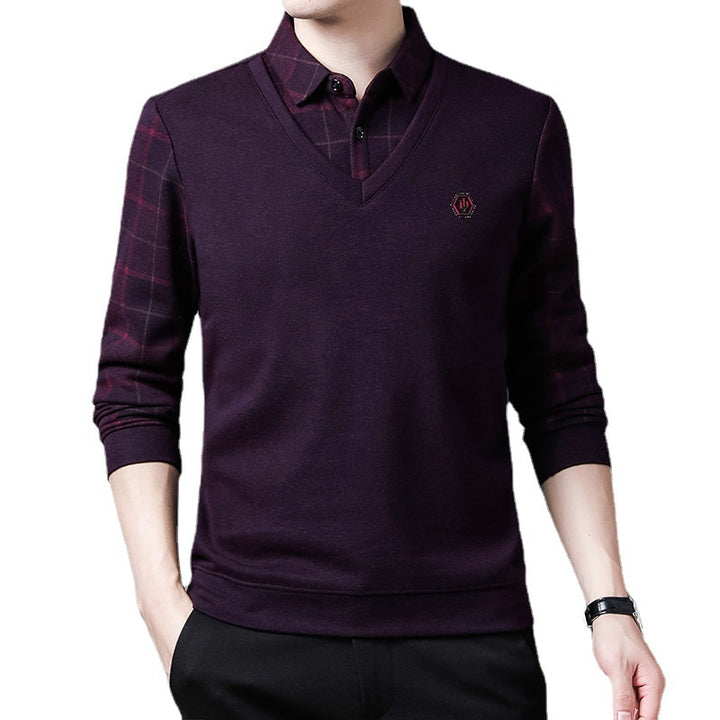 Elegant V-neck sweater for men with textured top Lune London