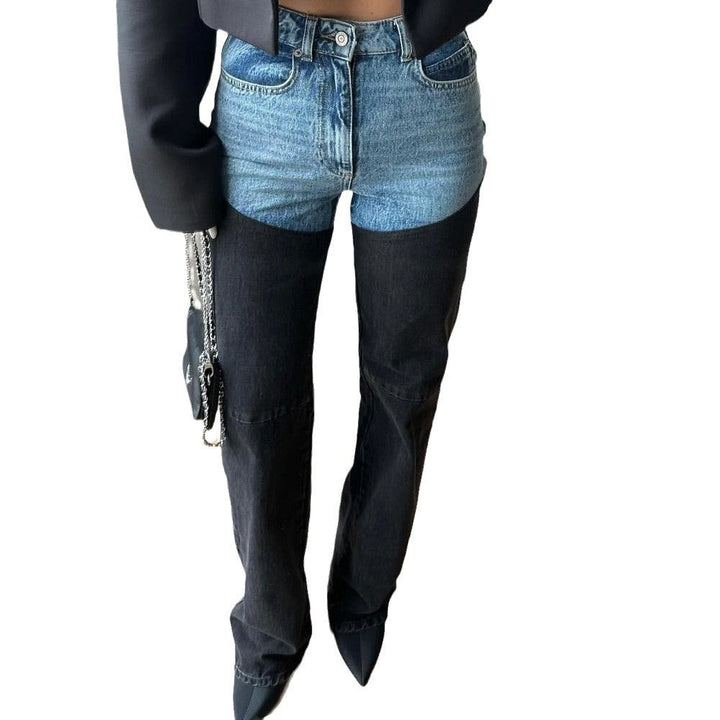 Women High-Waist Jeans with Asymmetric Design Lune London