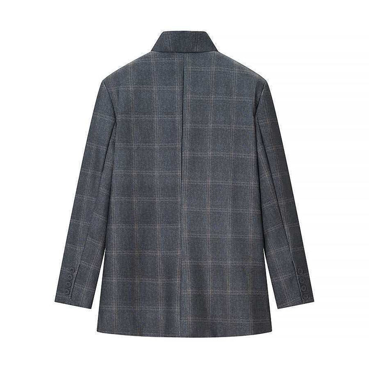 Veste à carreaux élégante pour femme avec coupe asymétrique Chic & Stil
