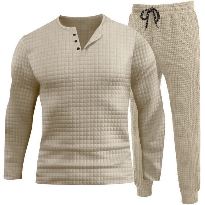 Three-piece set for men with textured long sleeve t-shirt and jogger pants Lune London