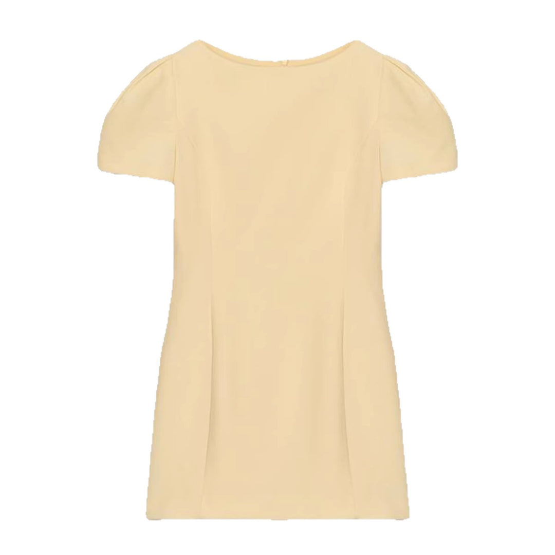 Women Short Evening Dress with Puff Sleeves and Figure-Hugging Cut