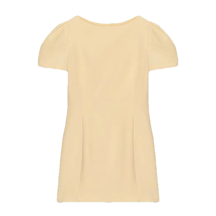 Women Short Evening Dress with Puff Sleeves and Figure-Hugging Cut