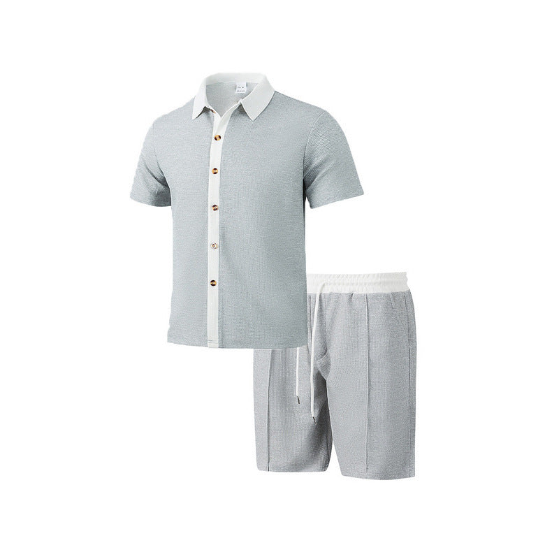 Casual men's short sleeve t-shirt and chic sport shorts set