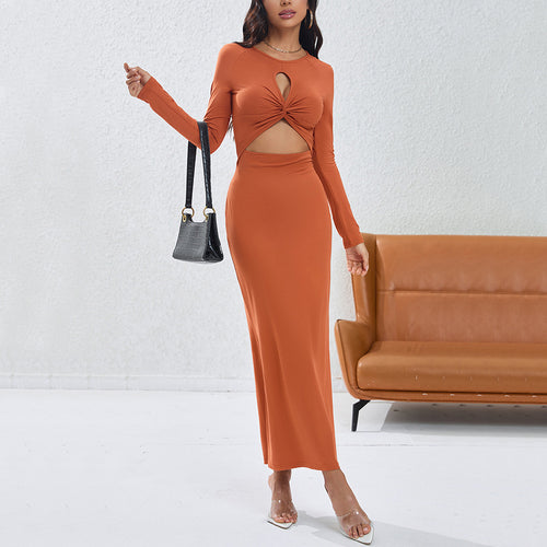 Robe portefeuille femme avec découpe décorative et manches longues Chic & Stil