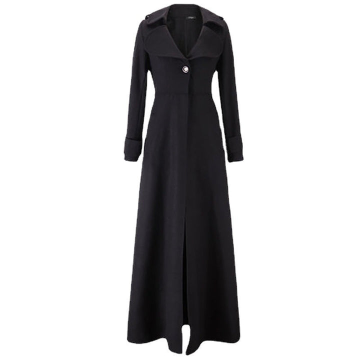Lune London | Ladies Elegant Long Coat with Classic Lapels and Modern Accents