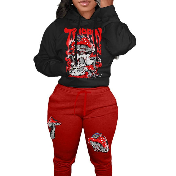 Women's hoodie and jogger pants set with a creative mushroom design Lune London