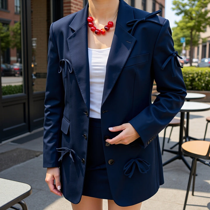 Veste blazer femme avec détails de nœud décoratifs Chic & Stil