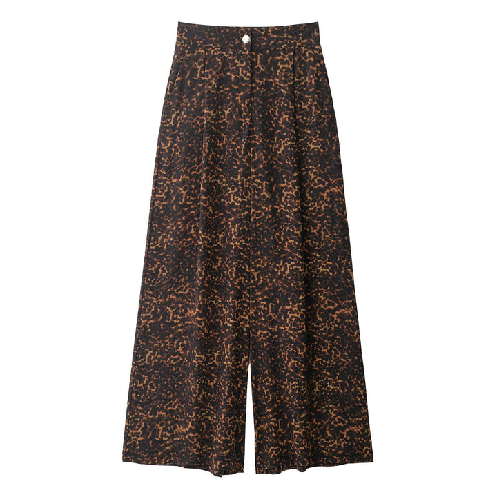 Women Loose Leopard Print Pants with Elastic Waist and High Pockets Lune London