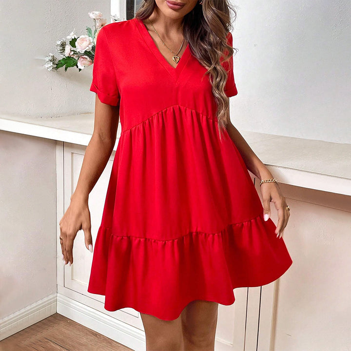 Robe de loisir pour femmes avec décolleté en V et jupe évasée Chic & Stil