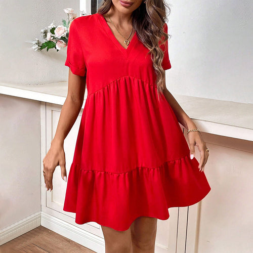 Robe de loisir pour femmes avec décolleté en V et jupe évasée Chic & Stil