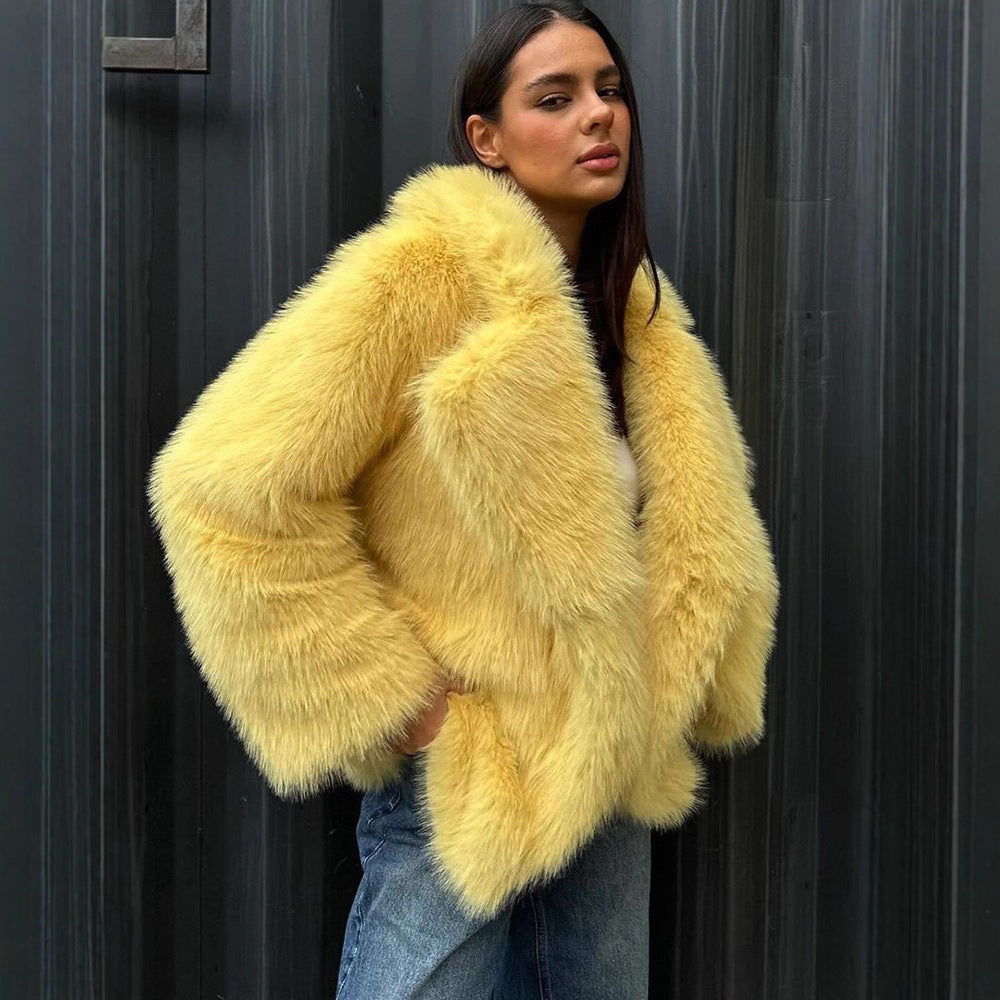 Ladies Oversized Faux Fur Coat Lune London