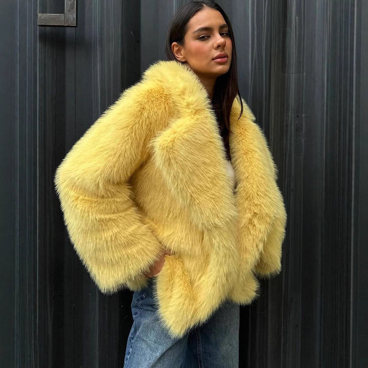 Ladies Oversized Faux Fur Coat Lune London