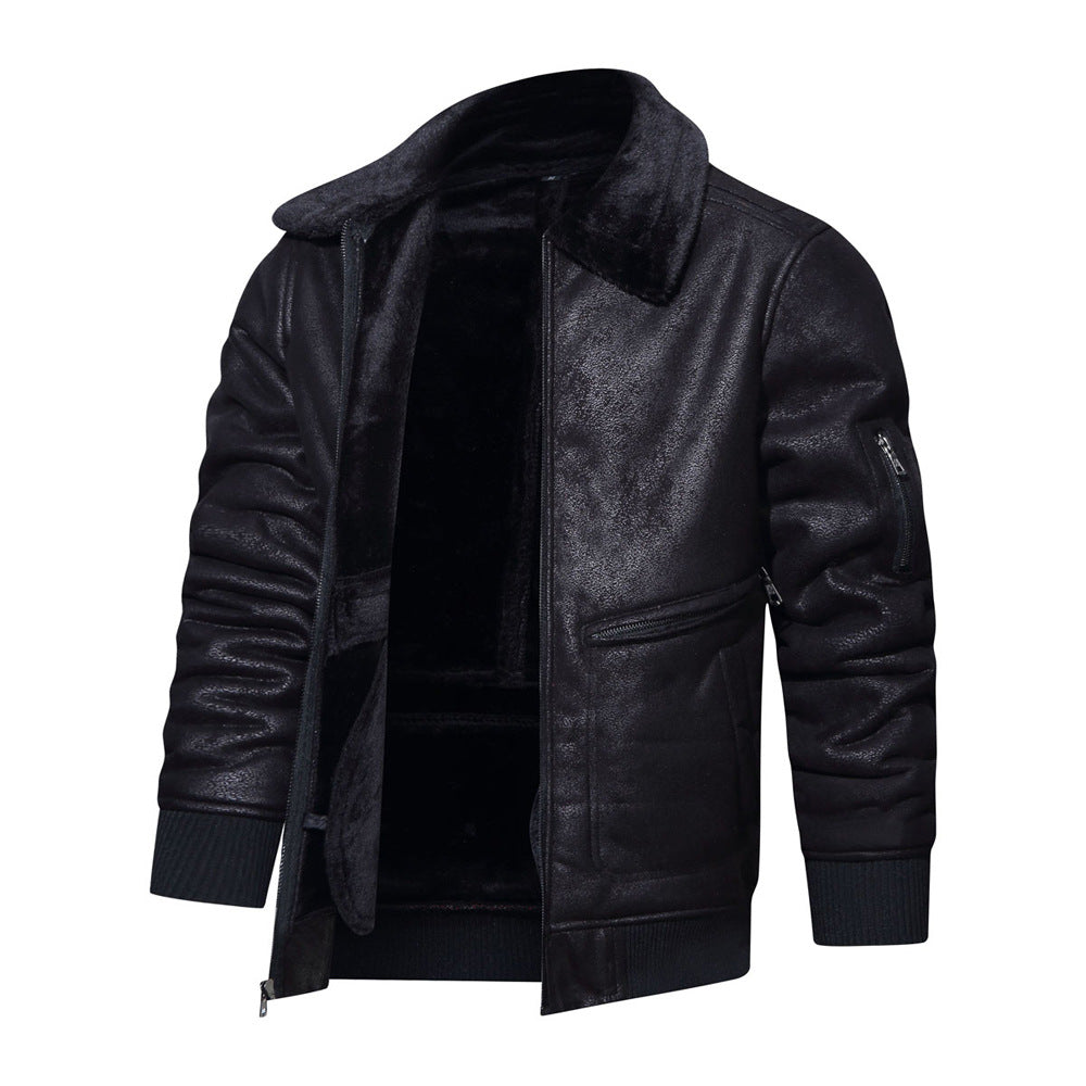 Men's biker jacket with teddy lining and high collar Lune London