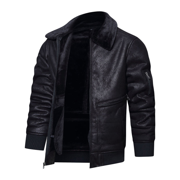 Men's biker jacket with teddy lining and high collar Lune London