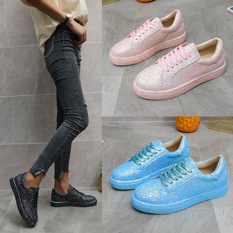 Ladies Casual Glitter Sneakers with Breathable Sole and Slip-Resistant Design Lune London
