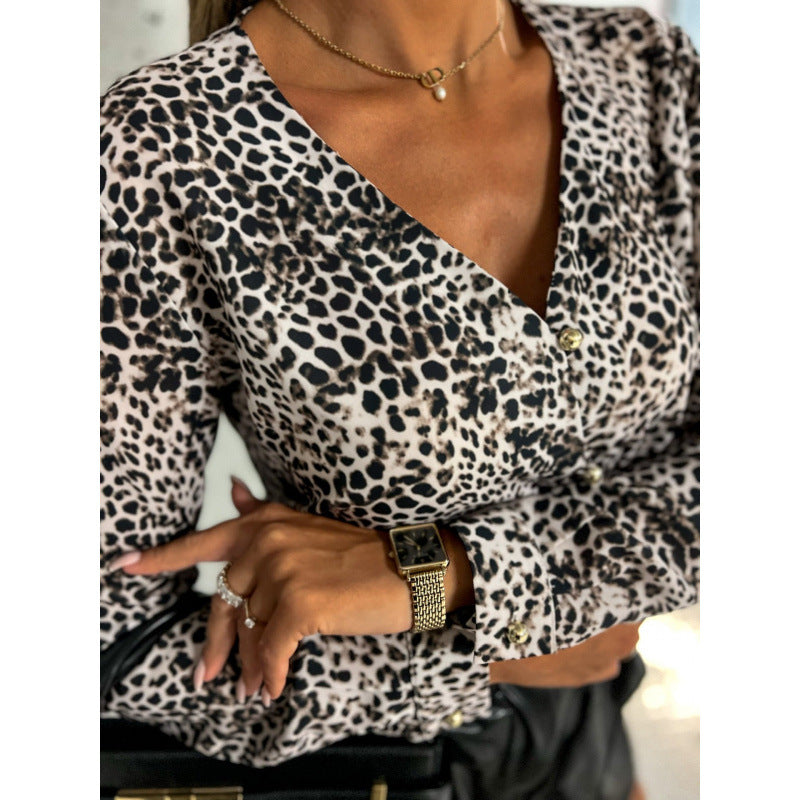 Button blouse for women with leopard pattern Lune London