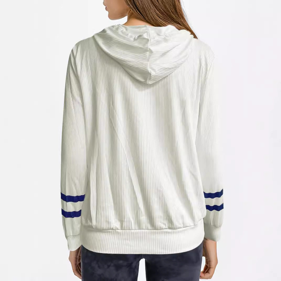 Ladies' hooded sweater with maritime pattern and structured fabric Chic and Style