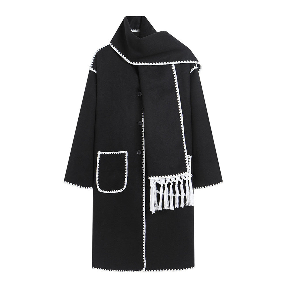 Elegant transitional coat for women with fringe embellishments Lune London
