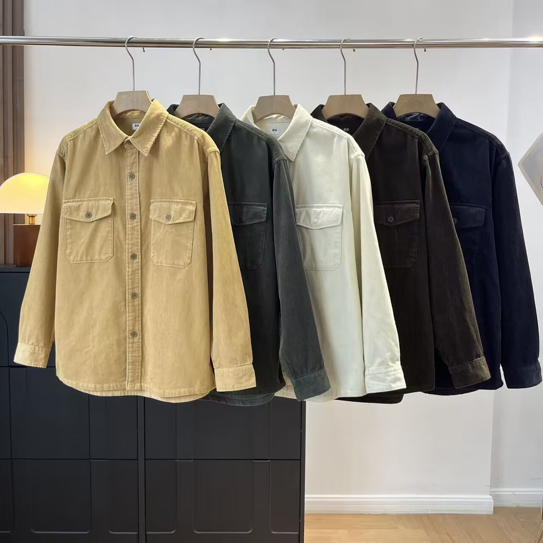 Veste en chemise en corduroy décontractée pour femmes avec poches poitrine pratiques Chic & Stil