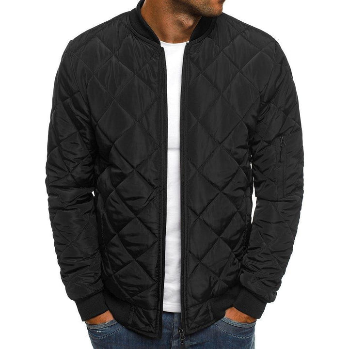 Quilted jacket for men with elastic ribbed cuffs and practical zippered pockets Lune London