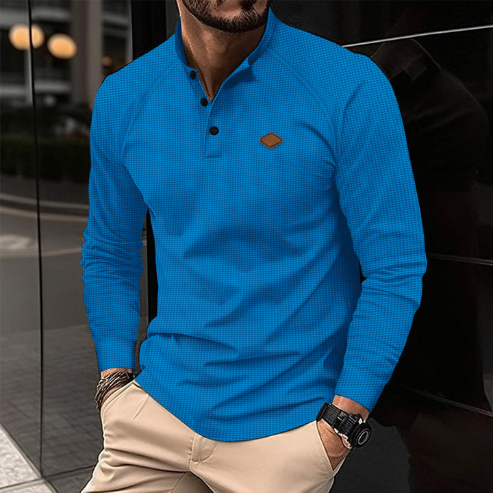 Men's long sleeve shirt with textured design and stylish Henley neckline Chic and style
