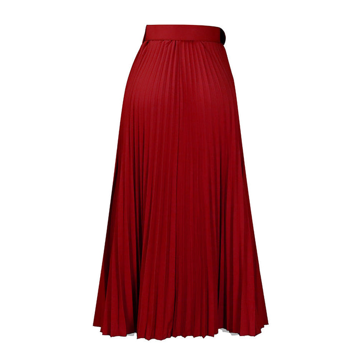 Women's Pleated Midi Skirt with Elegant Waist Fit and Removable Belt Lune London