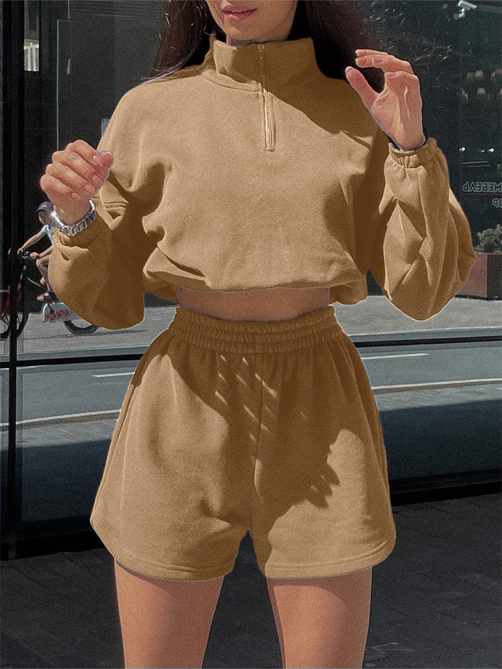 Women's sports set with cropped sweater and shorts Lune London