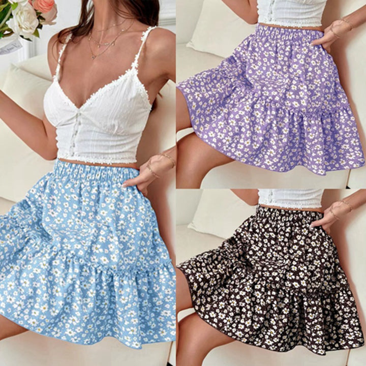 Ladies Floral Pleated Mini Skirt Fluid Lune London