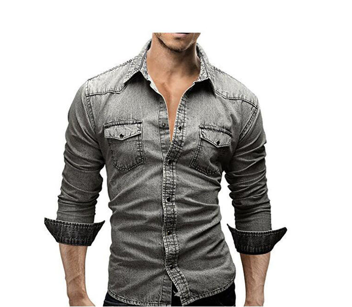 Men's denim shirt with stylish flap pockets and a fashionable slim fit Lune London